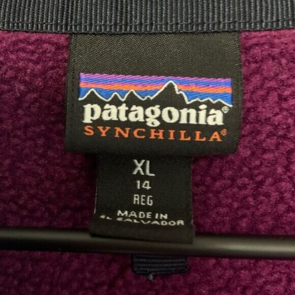 PATAGONIA Snap-T Synchilla Fleece Pullover Purple Girl’s Size XL 14 - Picture 8 of 14